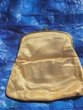 Vintage INGBER Gold Metallic foldable Clutch- Elegant Evening Bag